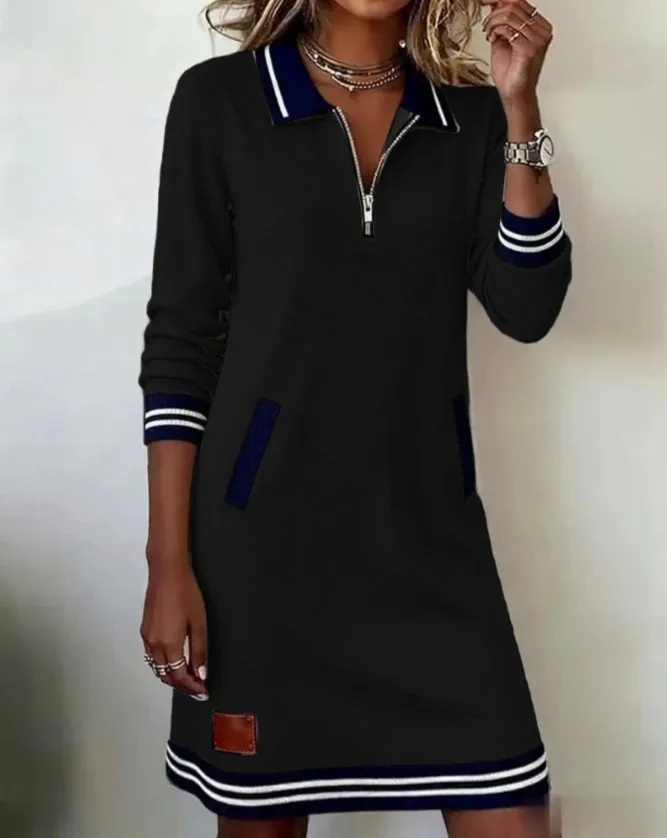 Women's Chic Zip-Neck Dress