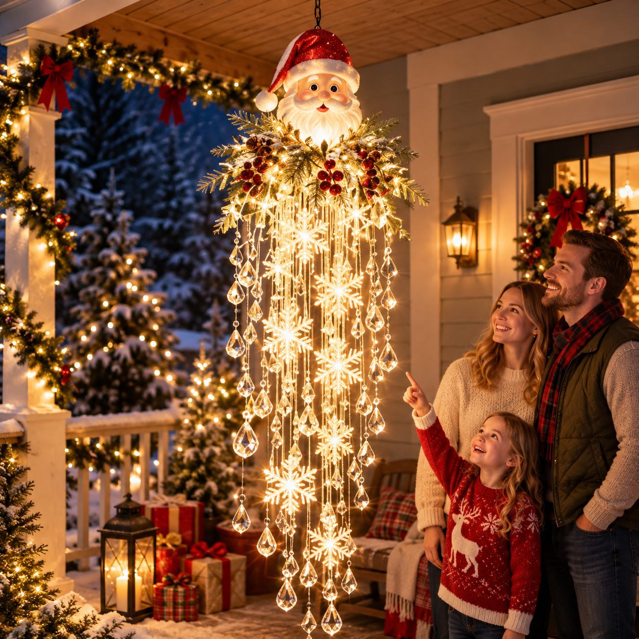 ❄️Crystal Cascade Christmas Light – Hanging Snowflake & Crystal LED Porch Décor ✨