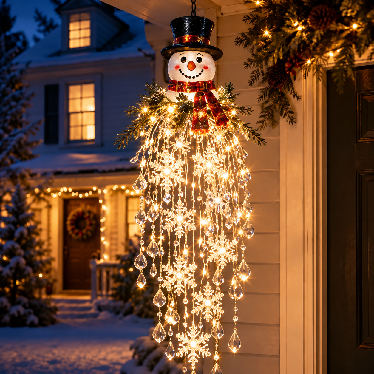 ❄️Crystal Cascade Christmas Light – Hanging Snowflake & Crystal LED Porch Décor ✨