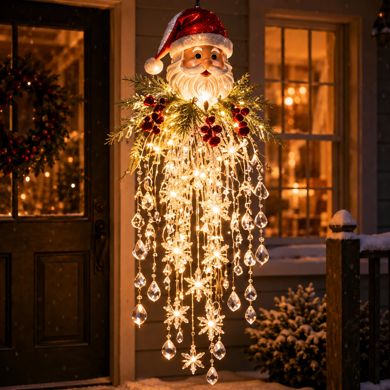 ❄️Crystal Cascade Christmas Light – Hanging Snowflake & Crystal LED Porch Décor ✨