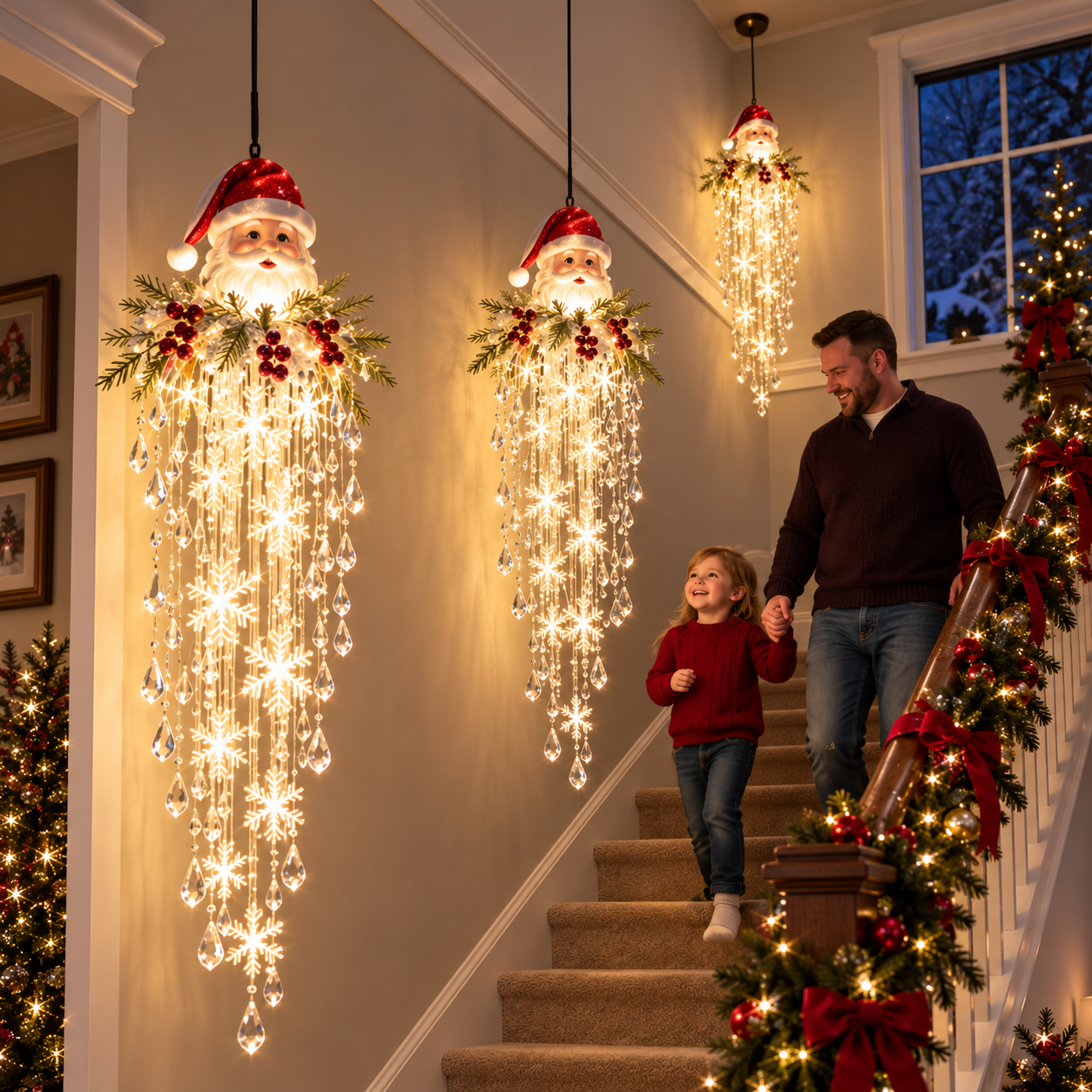 ❄️Crystal Cascade Christmas Light – Hanging Snowflake & Crystal LED Porch Décor ✨