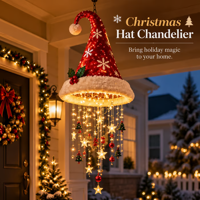 🎄 Christmas Hat Hanging Light with Light Effect