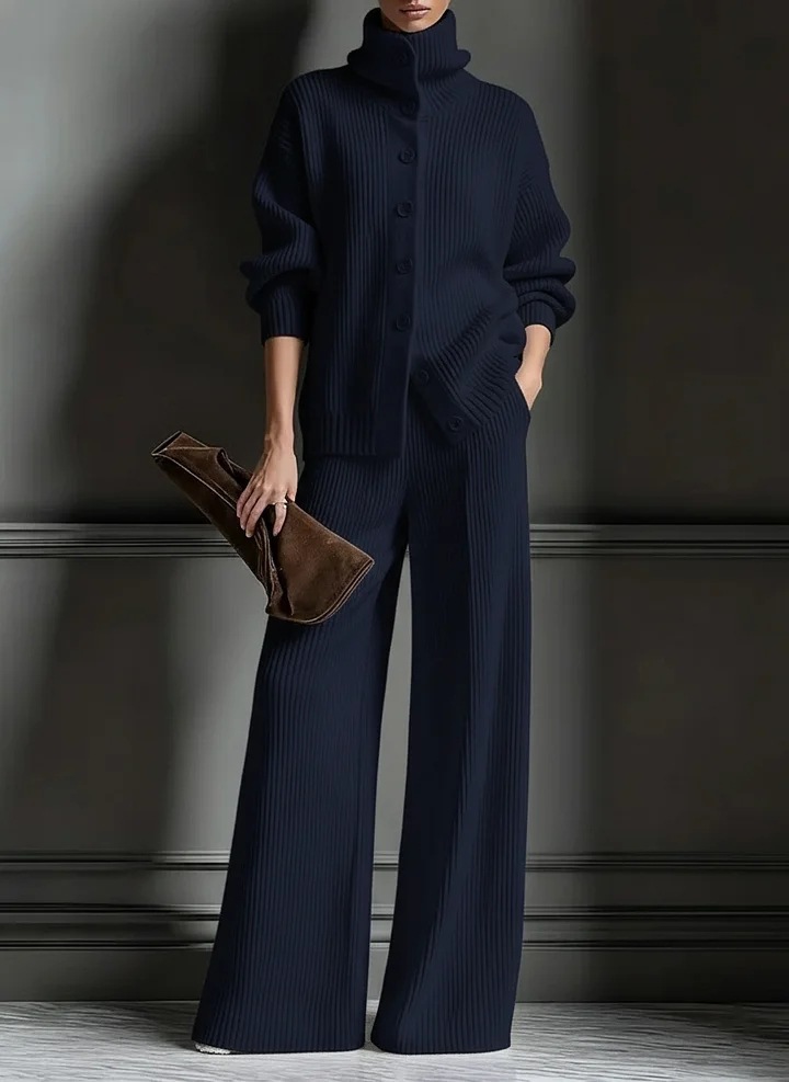  Women's Cozy Cardigan Sweater and Pants Two-Piece Set 