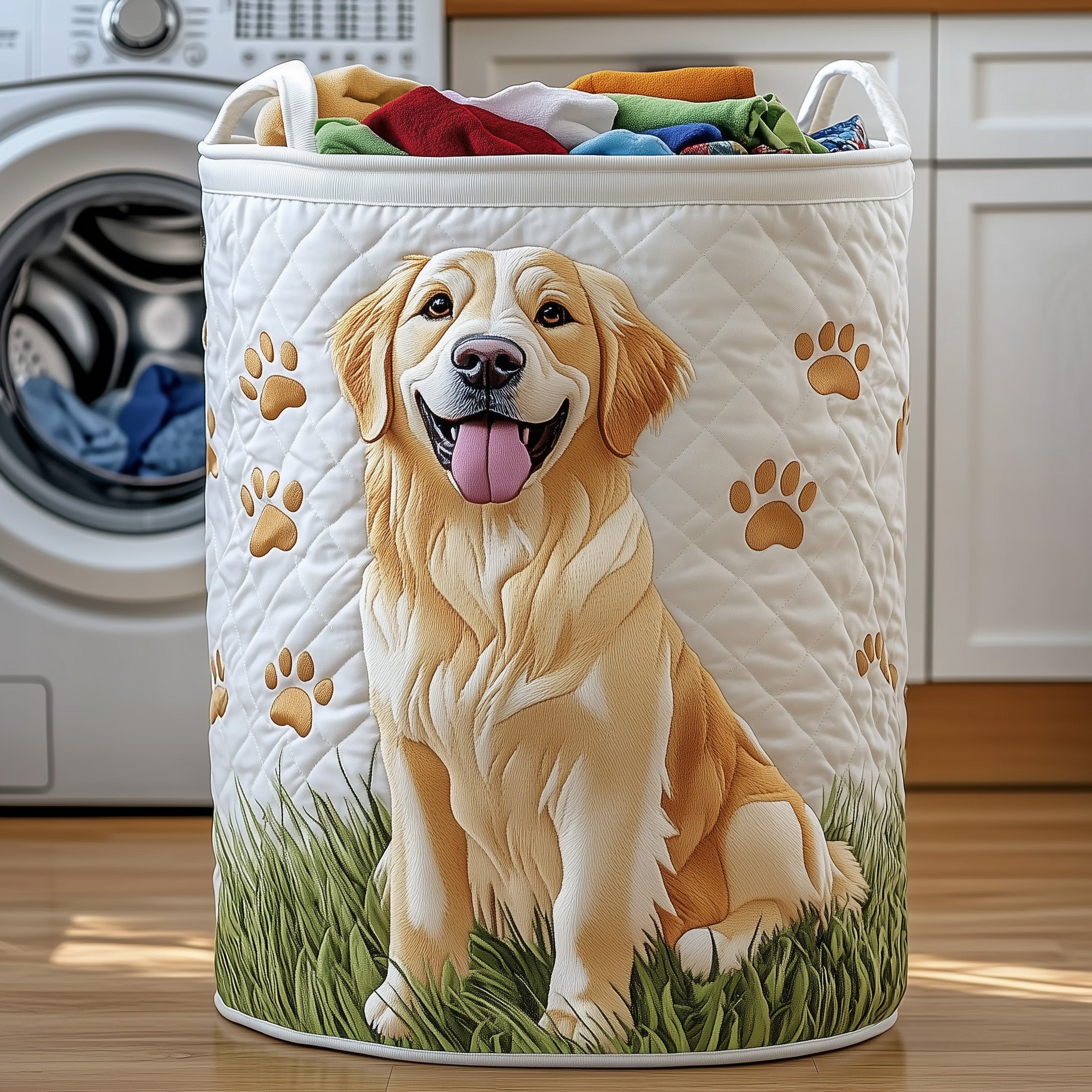 Dog Quilted Laundry Basket