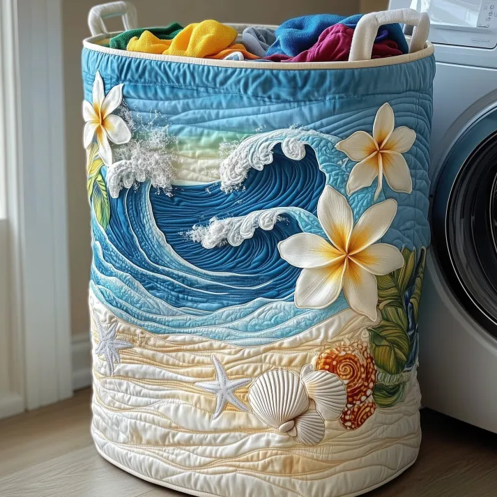 Ocean Quilted Laundry Basket