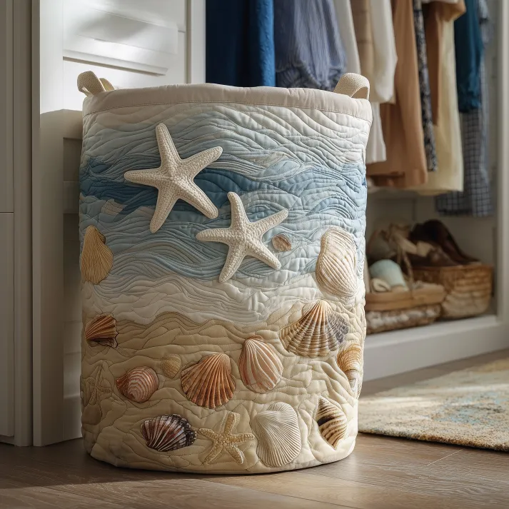 Ocean Quilted Laundry Basket