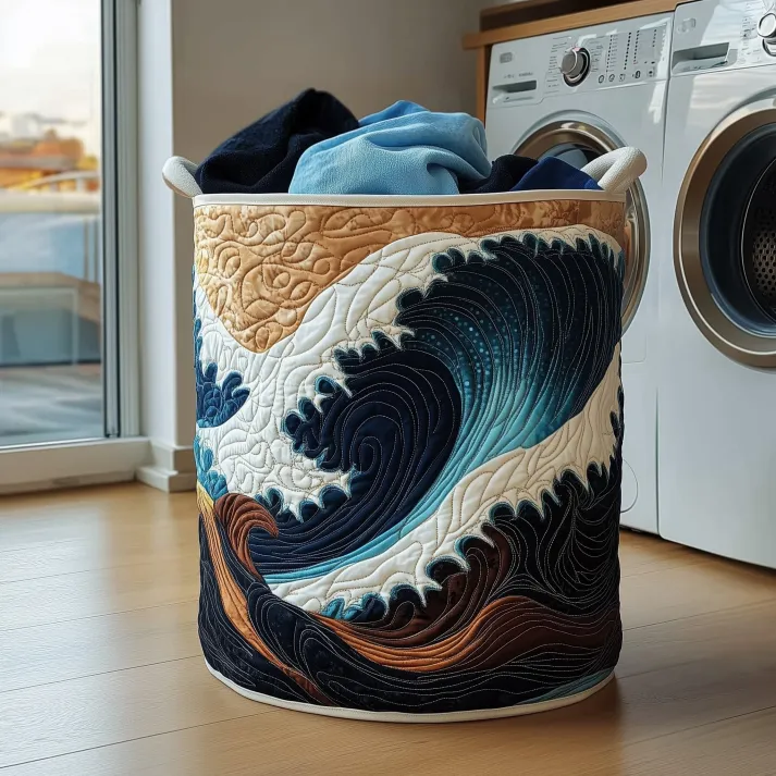 Ocean Quilted Laundry Basket