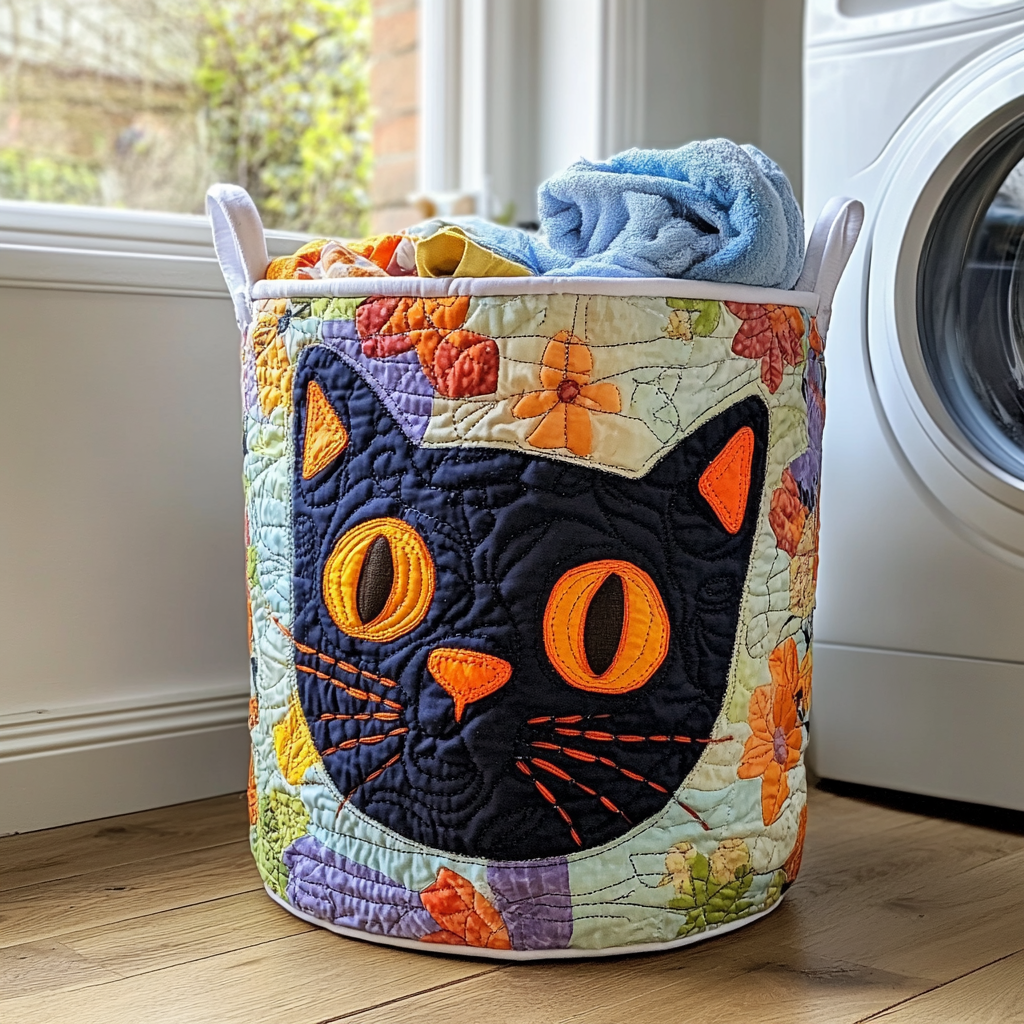 Cat Quilted Laundry Basket NCU0QN017