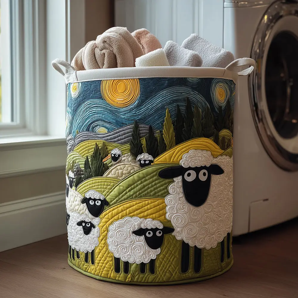 ⚠️Only a Few Left --Artistic Vintage Fashion Illustrated Embroidered Quilted Laundry Basket