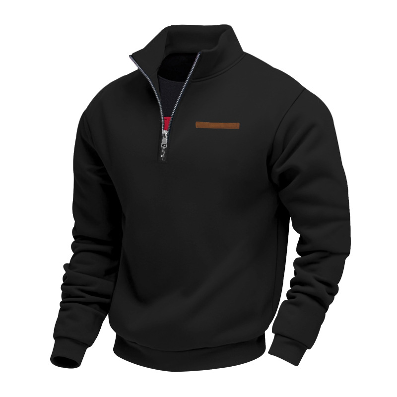 Men's Zip-Up Loose Stand Collar Pullover Sweatshirt