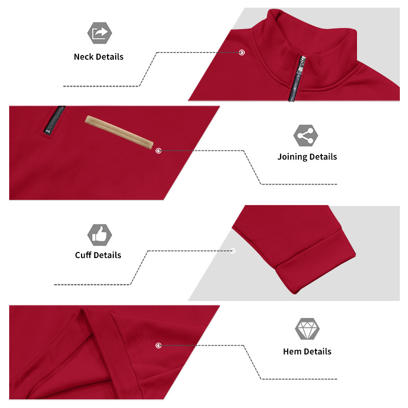 Men's Zip-Up Loose Stand Collar Pullover Sweatshirt