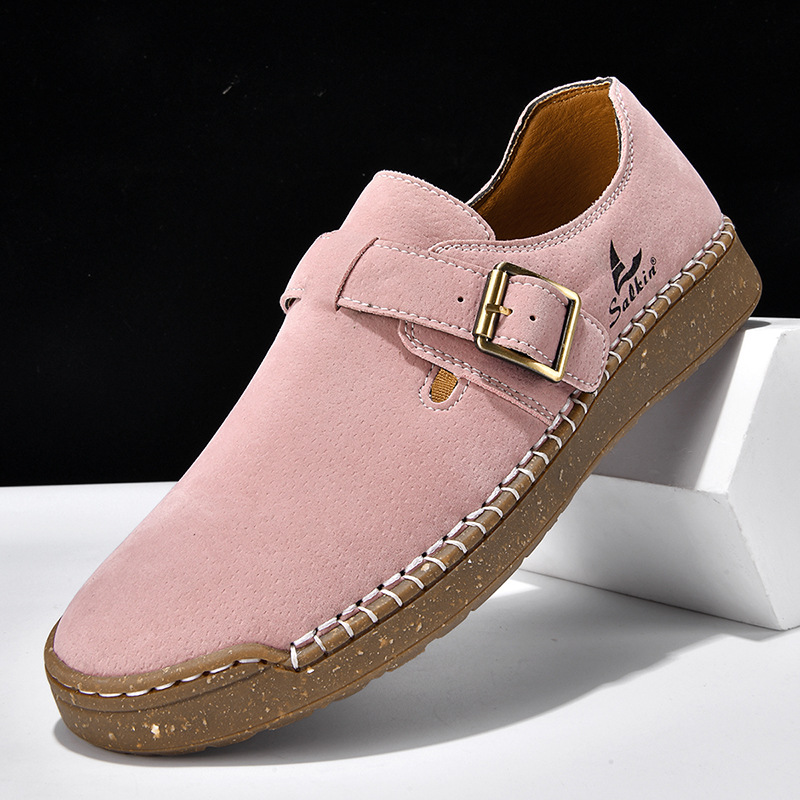 ⏰LAST DAY-60% OFF🛒Women's Buckle Strap Leather Shoes – Comfortable for Walking & Leisure