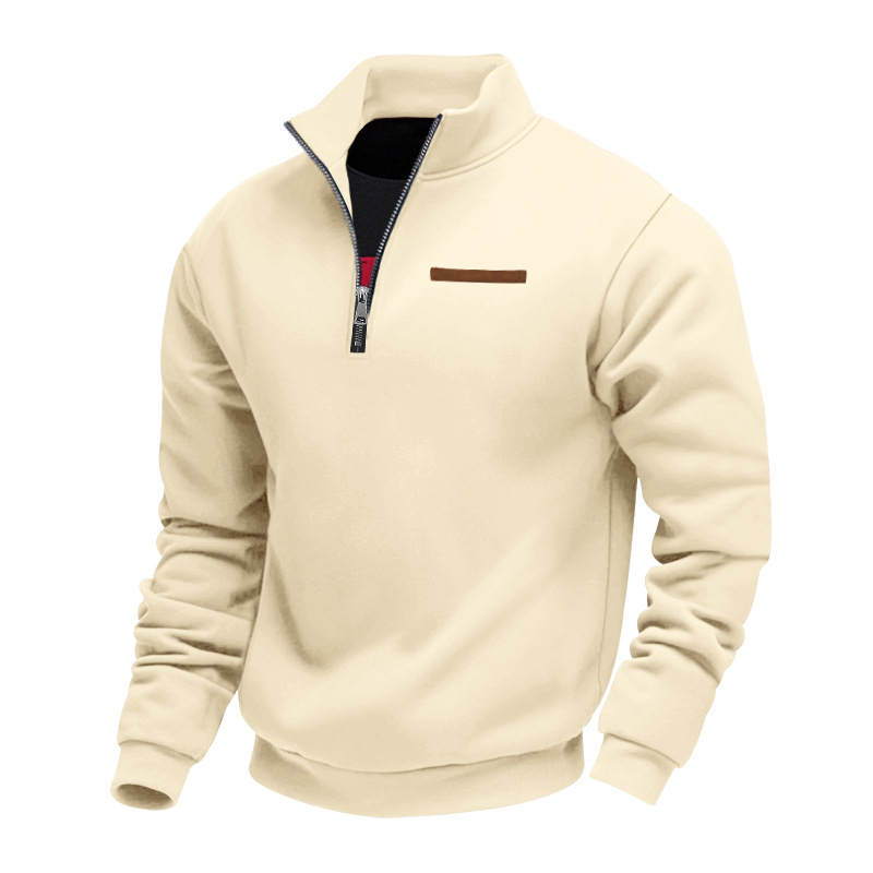 Men's Zip-Up Loose Stand Collar Pullover Sweatshirt