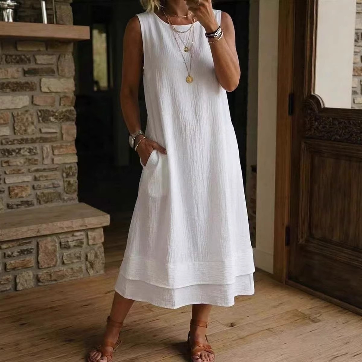 👗Women's multi-layered sleeveless summer dress☁️