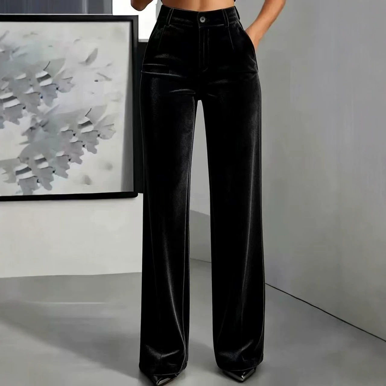 ⏳Limited time offer - 50% off🔥Women's high waisted velvet wide leg trousers