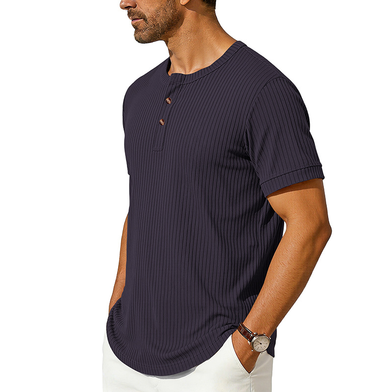 Mens Henley Shirt Casual Shirts Short Sleeve Button Tops Blouse