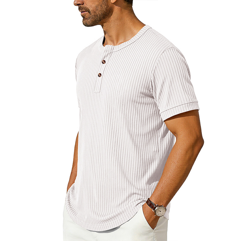 Mens Henley Shirt Casual Shirts Short Sleeve Button Tops Blouse