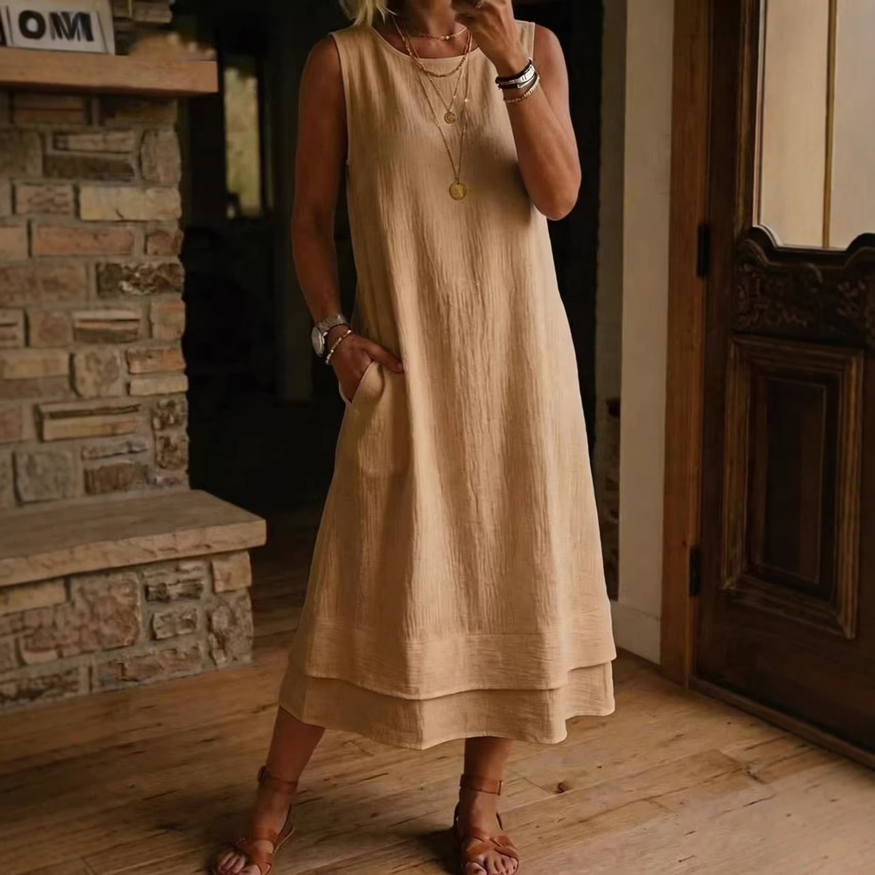👗Women's multi-layered sleeveless summer dress☁️