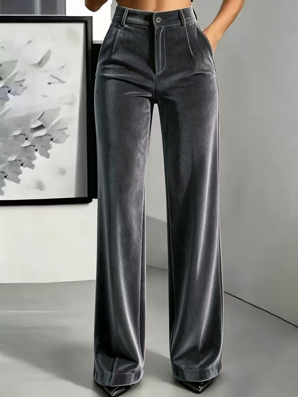 ⏳Limited time offer - 50% off🔥Women's high waisted velvet wide leg trousers