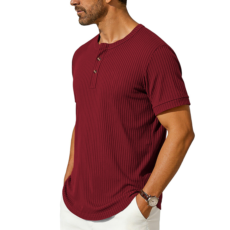 Mens Henley Shirt Casual Shirts Short Sleeve Button Tops Blouse