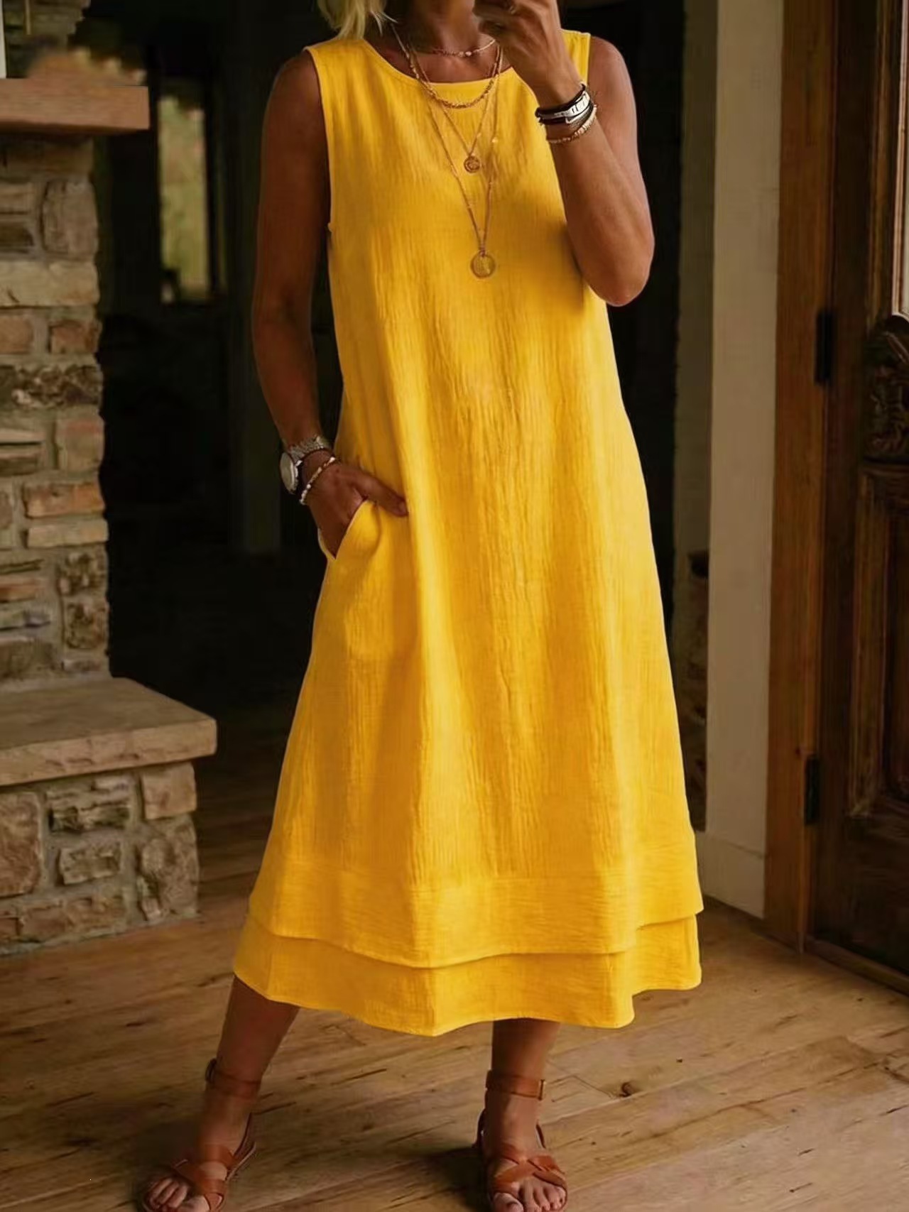 👗Women's multi-layered sleeveless summer dress☁️