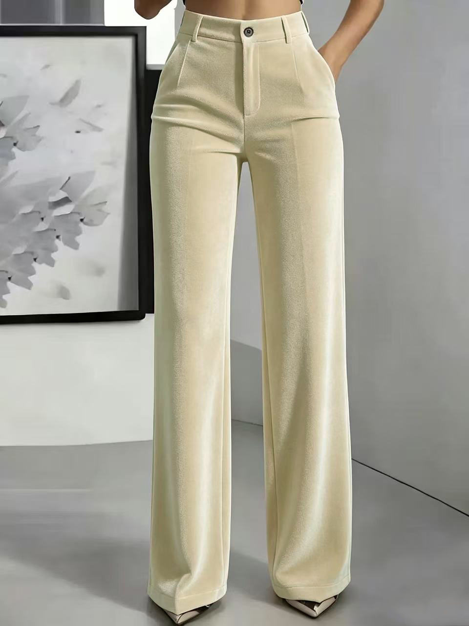 ⏳Limited time offer - 50% off🔥Women's high waisted velvet wide leg trousers