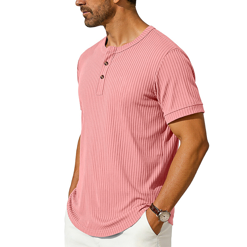 Mens Henley Shirt Casual Shirts Short Sleeve Button Tops Blouse