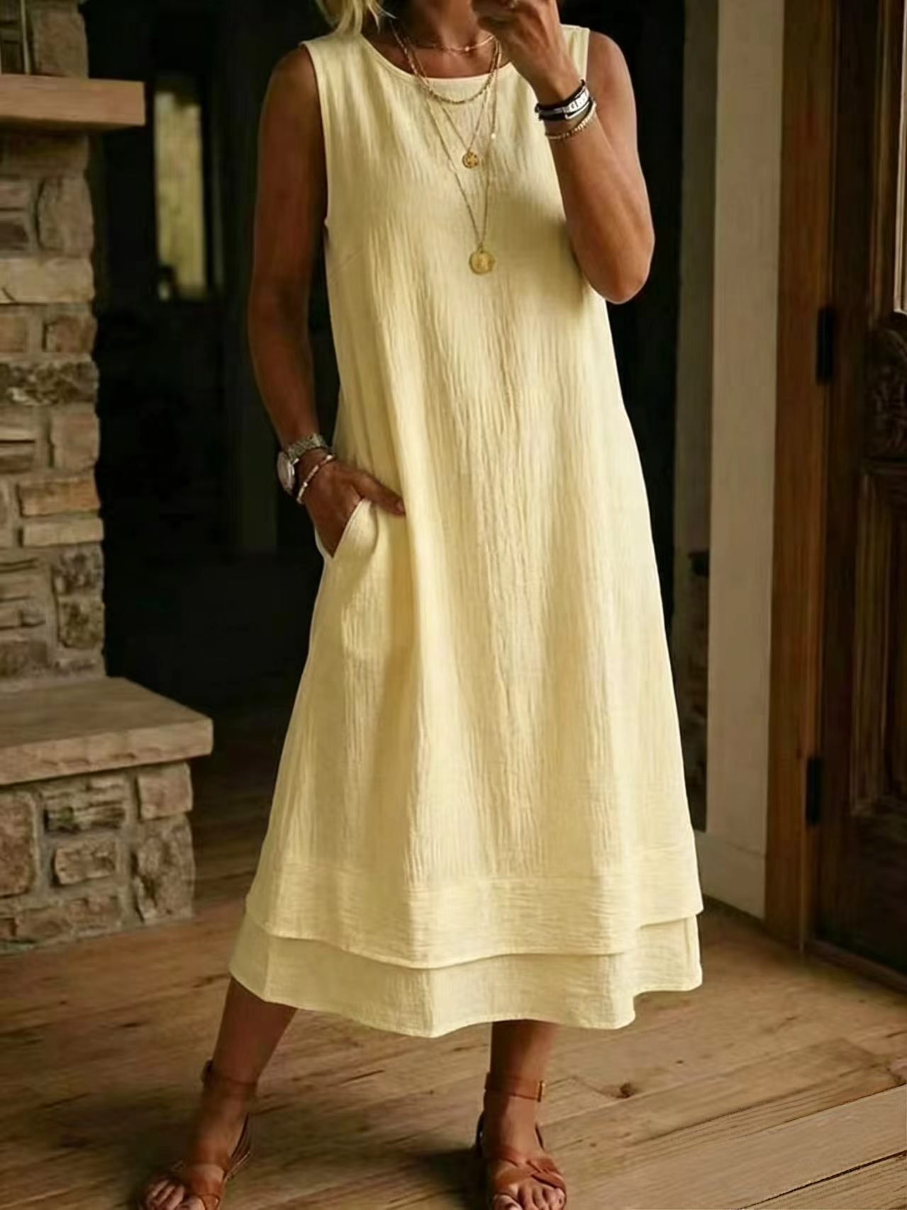 👗Women's multi-layered sleeveless summer dress☁️