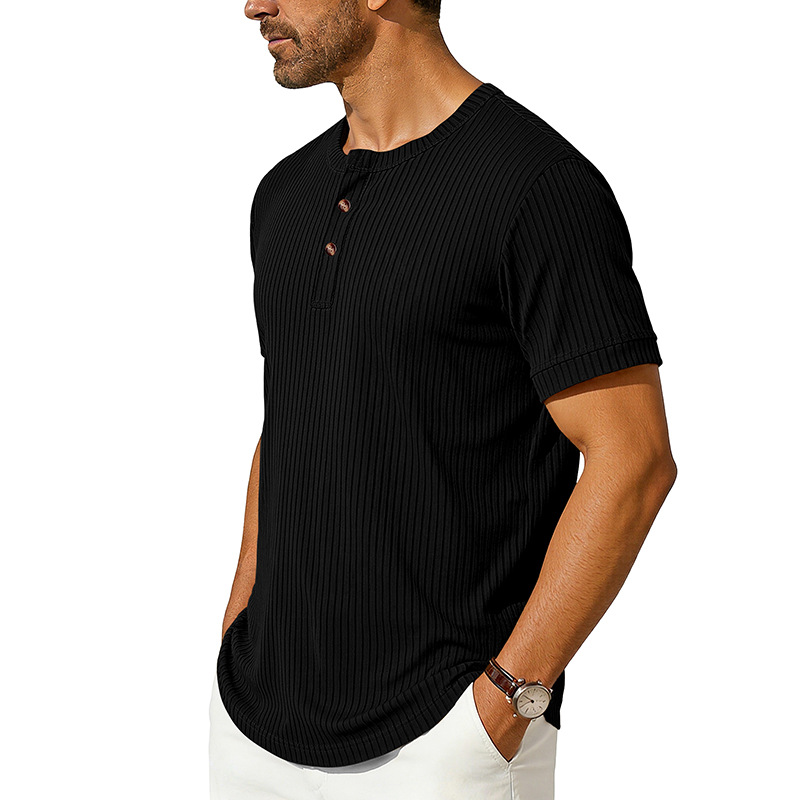 Mens Henley Shirt Casual Shirts Short Sleeve Button Tops Blouse
