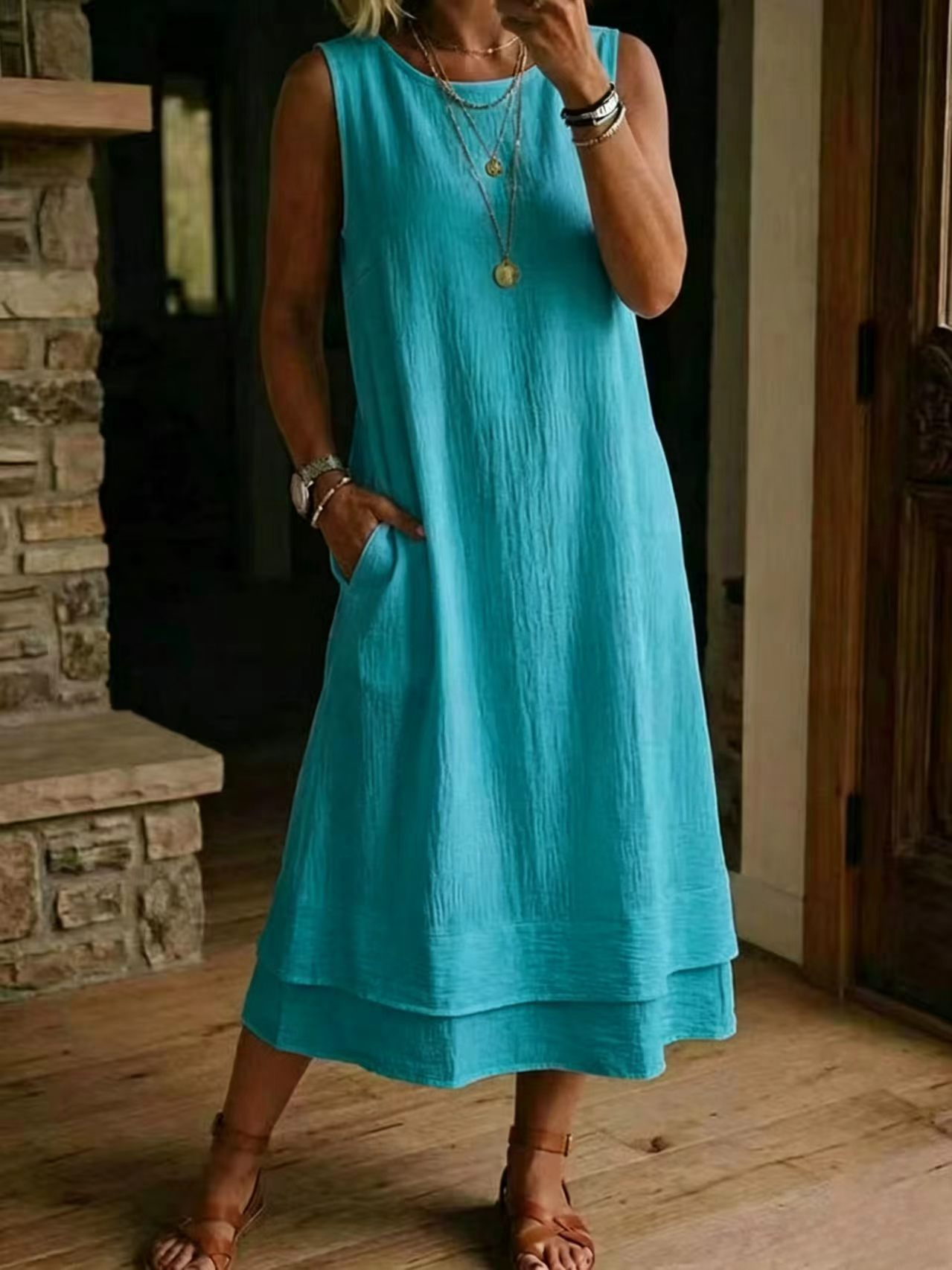 👗Women's multi-layered sleeveless summer dress☁️