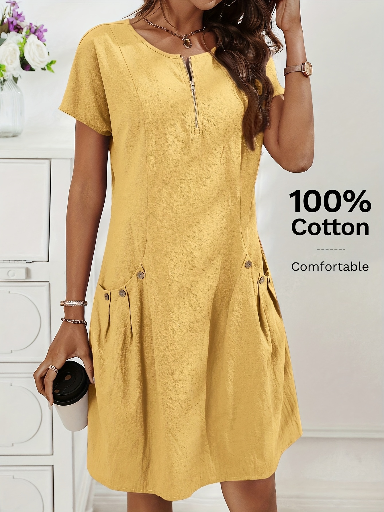 Uphidi™ | Summer Dress with Button Details
