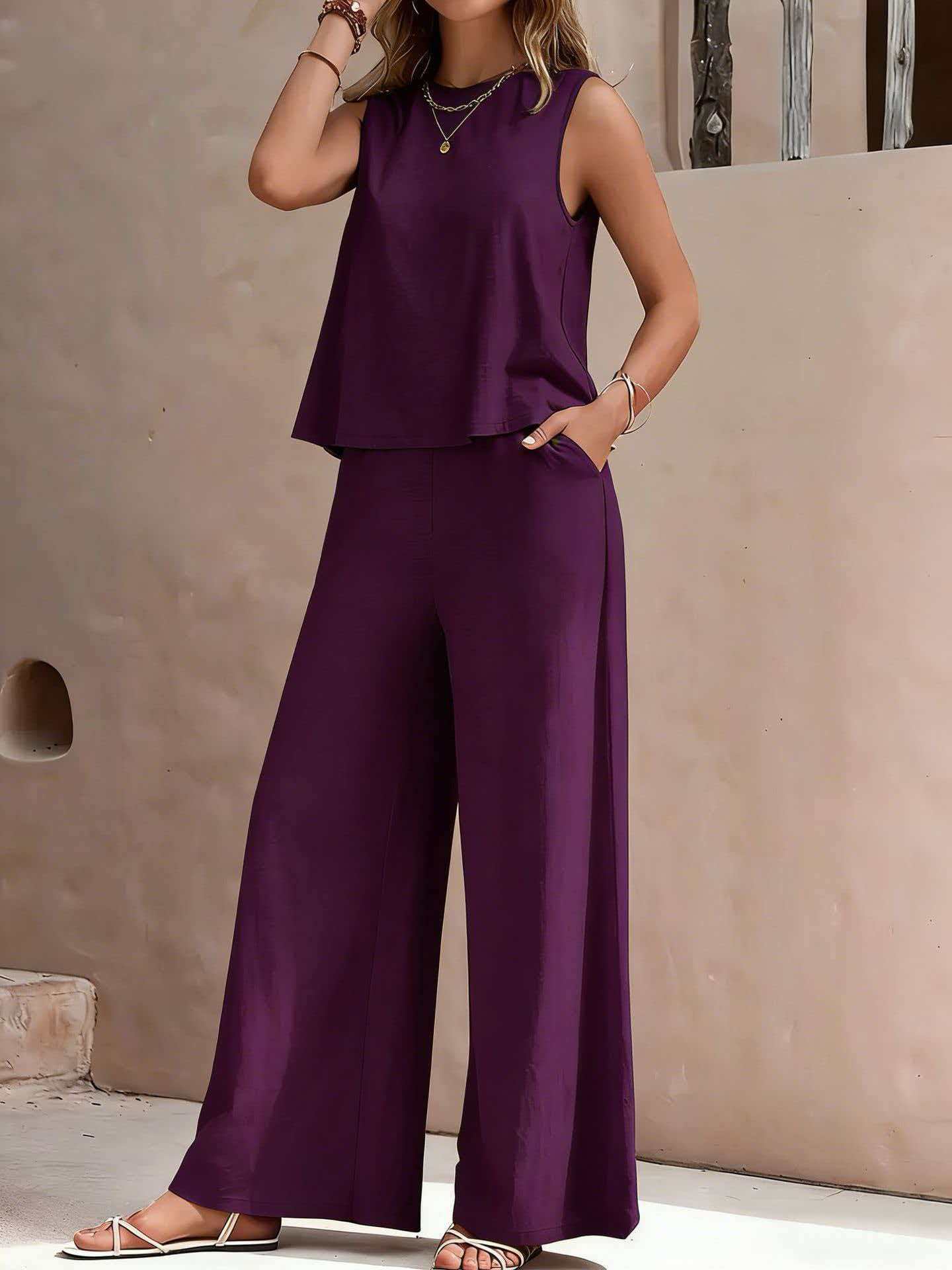 🔥Now 70% Off!New Arrivals 🔥Women’s Soft Sleeveless Casual 2 Piece Pant Set