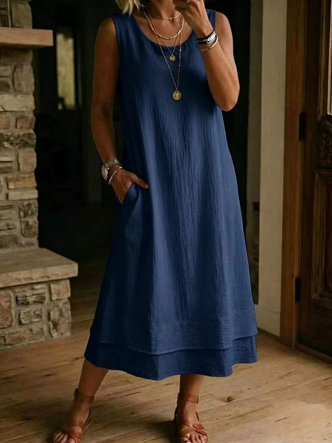 👗Women's multi-layered sleeveless summer dress☁️