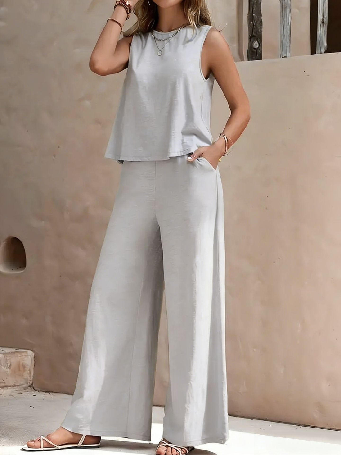 🔥Now 70% Off!New Arrivals 🔥Women’s Soft Sleeveless Casual 2 Piece Pant Set