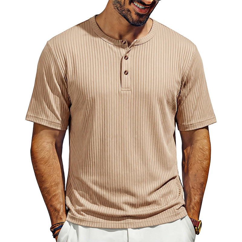 Mens Henley Shirt Casual Shirts Short Sleeve Button Tops Blouse