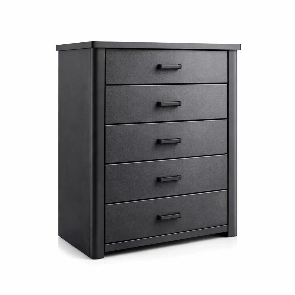 Cassettiera in MDF Nero con 5 Cassetti 75x40x110 cm-COZYHOMENEST