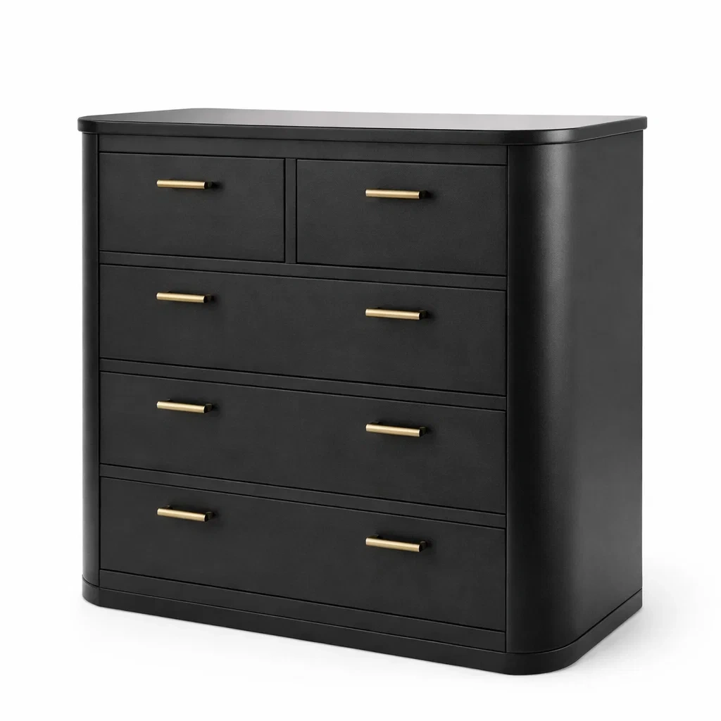 Cassettiera in MDF e Metallo Nero con 5 Cassetti-COZYHOMENEST
