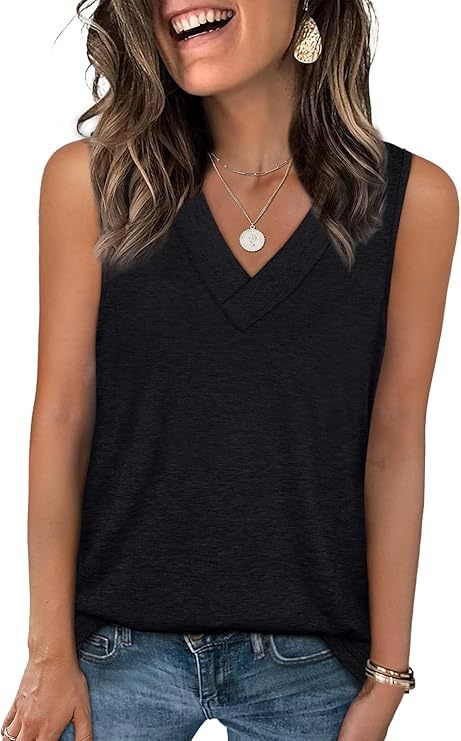 🎁Last Day Promotion 49% OFF✨Women's Sleeveless V-Neck Slimming Loose Fit Casual Tank Top T-Shirt