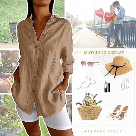 ☀️Summer Hot Sale 49% OFF🌈Women's Cotton and Linen Casual Single-Breasted Pleated Lapel Shirt