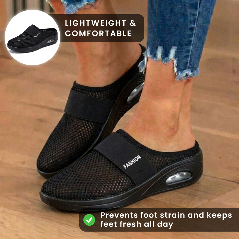 Last Day 70% off !Orthopedic Mesh Air-Cushion Slip-On Mules - Breathable Rocker Sole