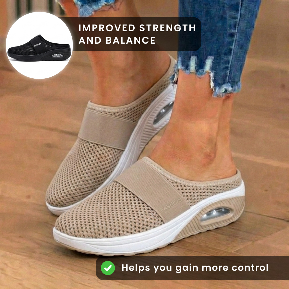Last Day 70% off !Orthopedic Mesh Air-Cushion Slip-On Mules - Breathable Rocker Sole