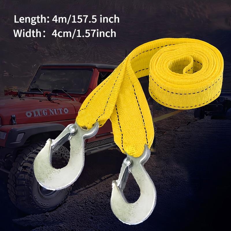 Tow Strap with Hooks 13.12 Foot/4 m, 11,000 lbs Capacity Tow Rope - Heavy Duty Emergency Towing Straps for Vehicles, Cars, Trucks, ATV, for Roadside Recovery, not for Off-Road Recovery