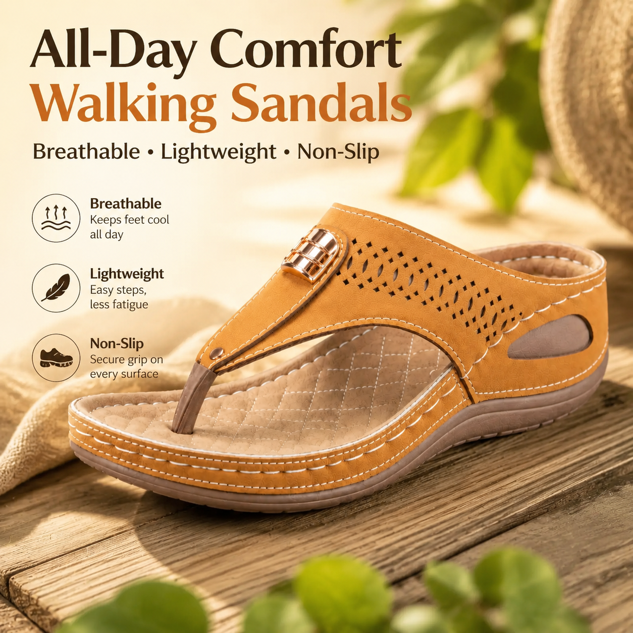 LAST DAY 70% OFF ✨ Women’s Breathable Comfort Walking Sandals – Arch Support & Non-Slip Sole