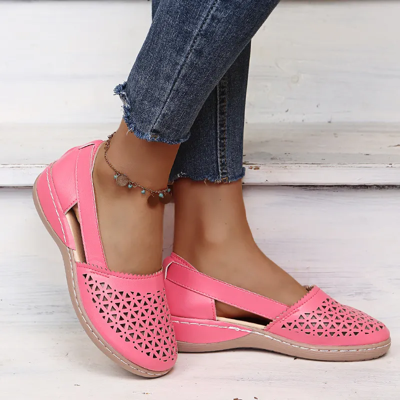 💝Last Day 70% OFF⭐Chic Women's Closed Toe Wedges - Wide & Large Size, Pain-Relief Arch Support