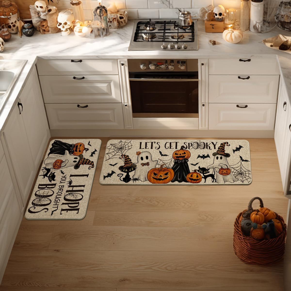 Last Day Sale 49% OFF Washable Non-Slip Halloween Kitchen Rug Sets of 2
