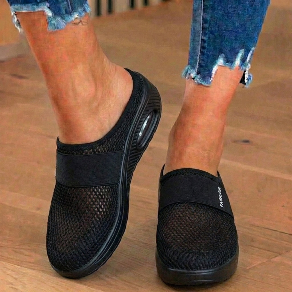 Last Day 70% off !Orthopedic Mesh Air-Cushion Slip-On Mules - Breathable Rocker Sole