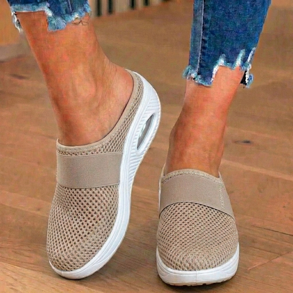 Last Day 70% off !Orthopedic Mesh Air-Cushion Slip-On Mules - Breathable Rocker Sole