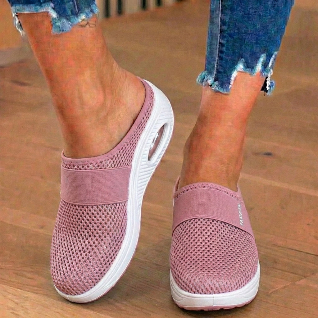 Last Day 70% off !Orthopedic Mesh Air-Cushion Slip-On Mules - Breathable Rocker Sole