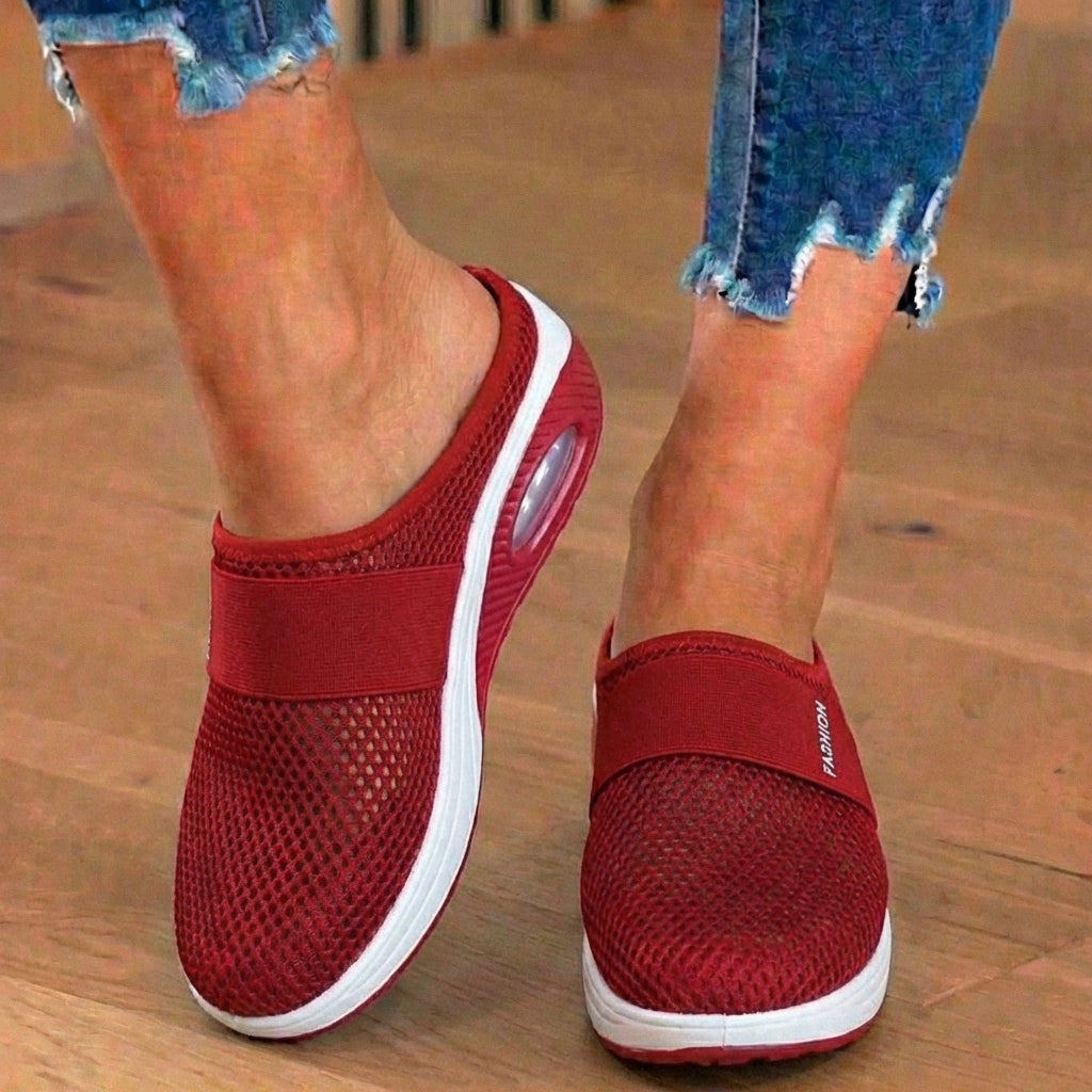 Last Day 70% off !Orthopedic Mesh Air-Cushion Slip-On Mules - Breathable Rocker Sole