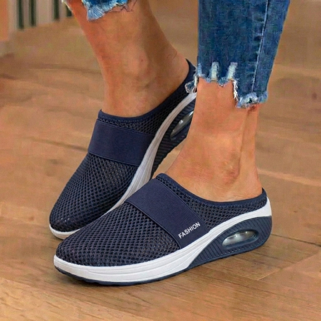 Last Day 70% off !Orthopedic Mesh Air-Cushion Slip-On Mules - Breathable Rocker Sole